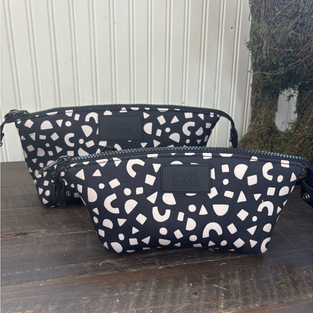 Dagne Dover Black & White Geometric Print Cosmetic Pouches (Set of 2)